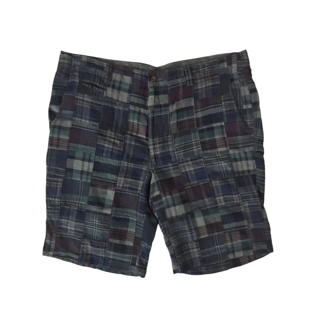 Cremieux Shorts Madras Plaid Patchwork Cotton NEW sz 38 Y2K Preppy Ivy League